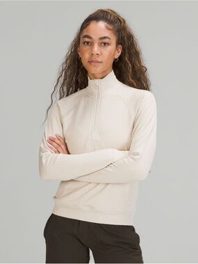 lululemon athletica Cream Half-Zip Waffle Knit Pullover